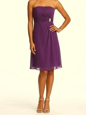 Bella Formals "Plum" Chiffon Strapless Dress NEW- Sz. 4